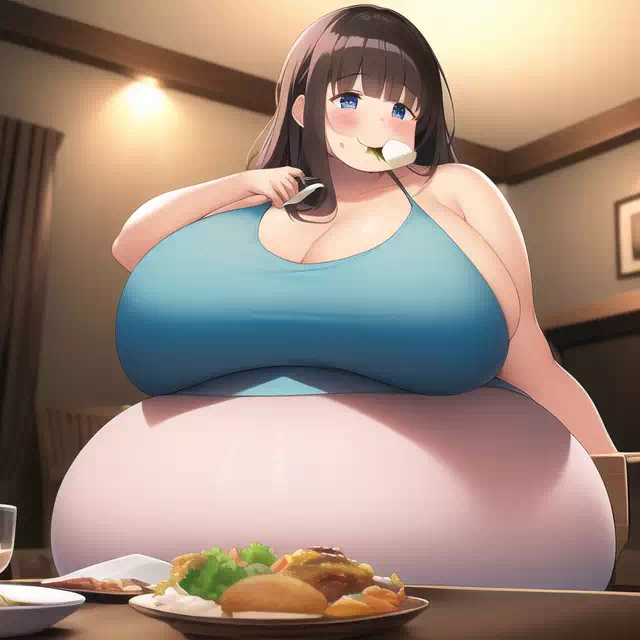 novelAI fat girl eat