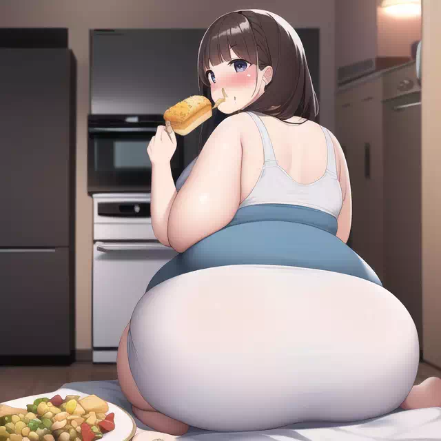 novelAI fat girl eat