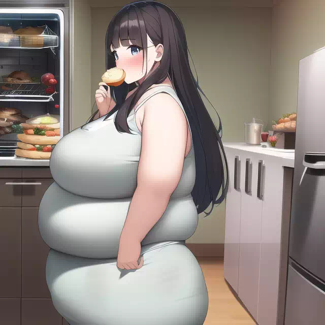novelAI fat girl eat