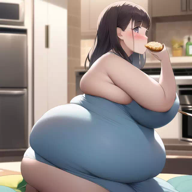 novelAI fat girl eat