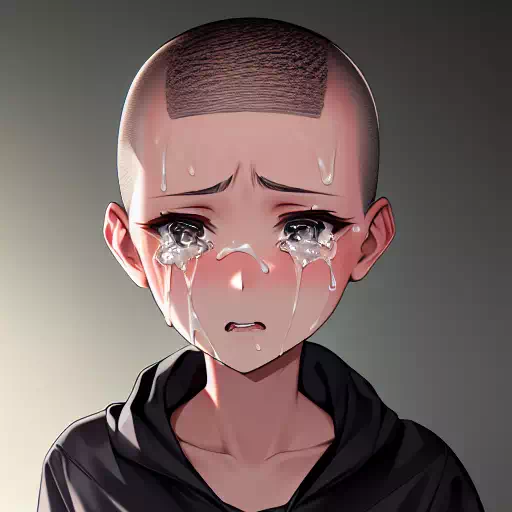 various shaved and crying girls