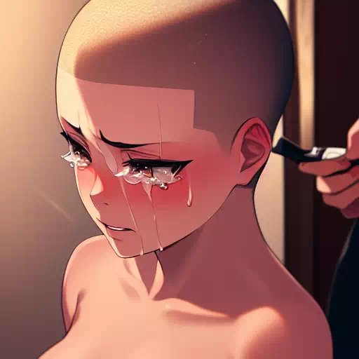 various shaved and crying girls