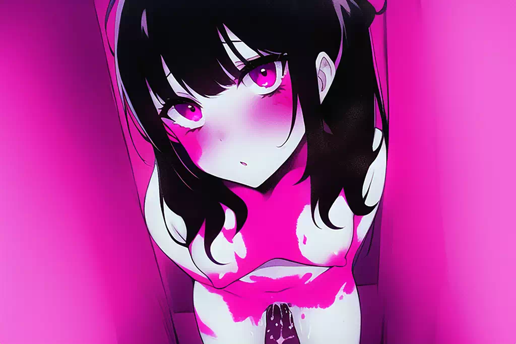 ピンク色のインクぶっかけ