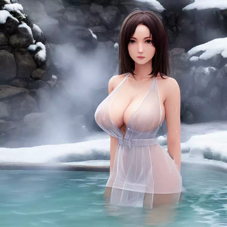 Woman in hot spring