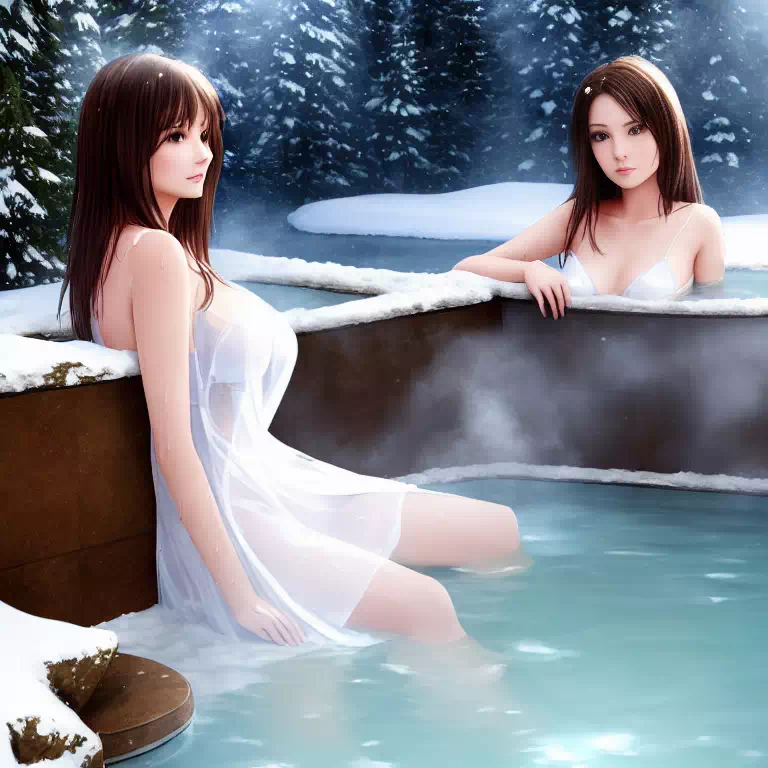 Woman in hot spring