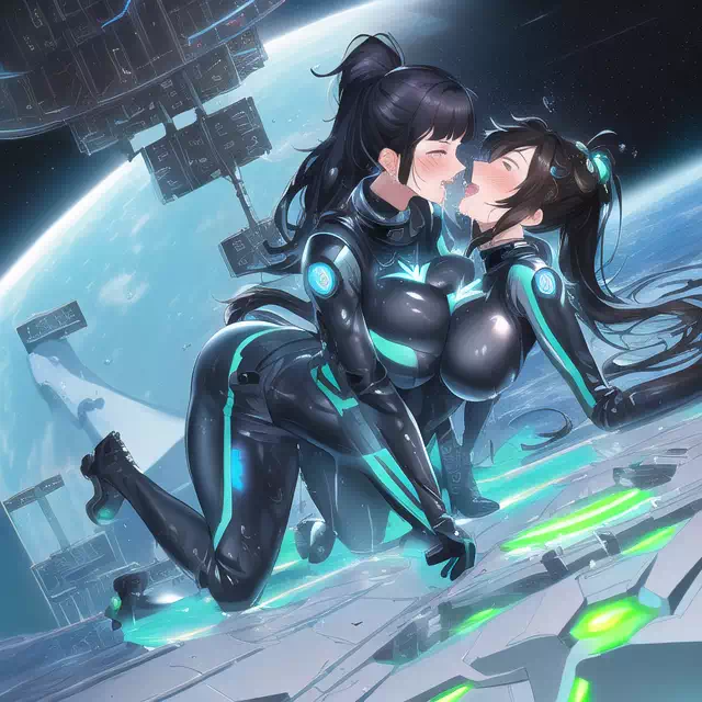 【NovelAI】Les sex in space base