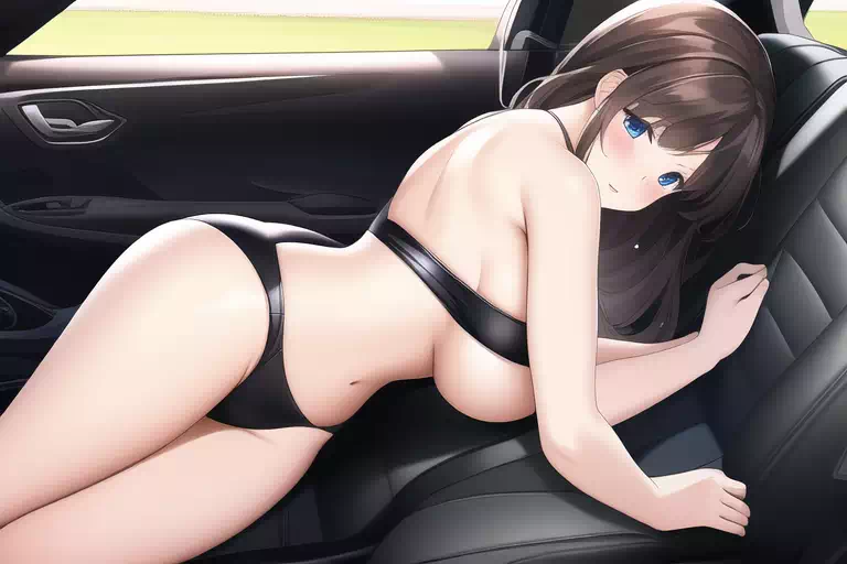 車と巨乳水着