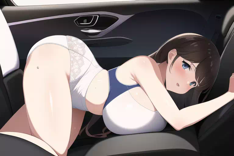 車と巨乳水着