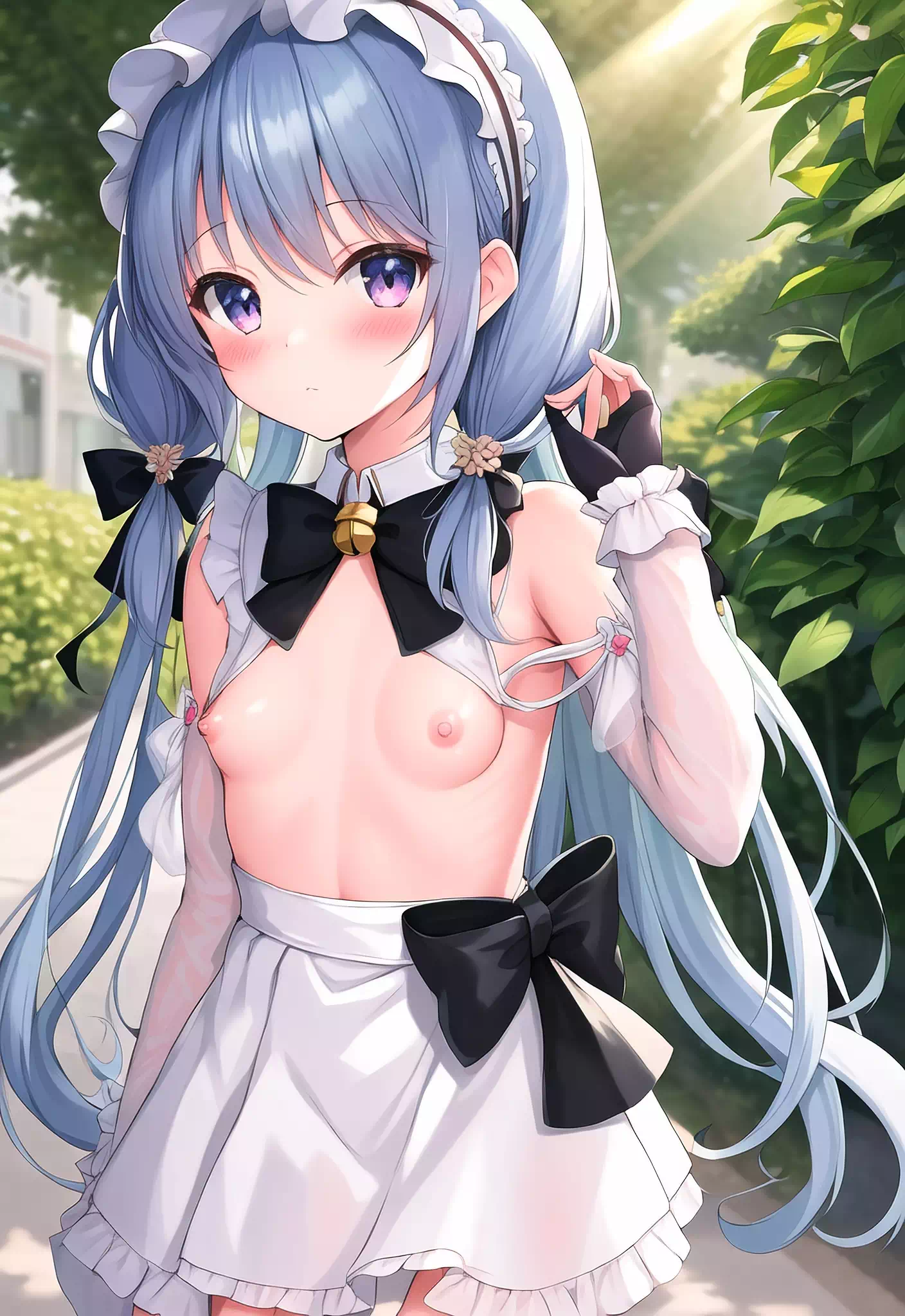 ??雫慢慢脱掉上衣，把自己的小乳房露了出来