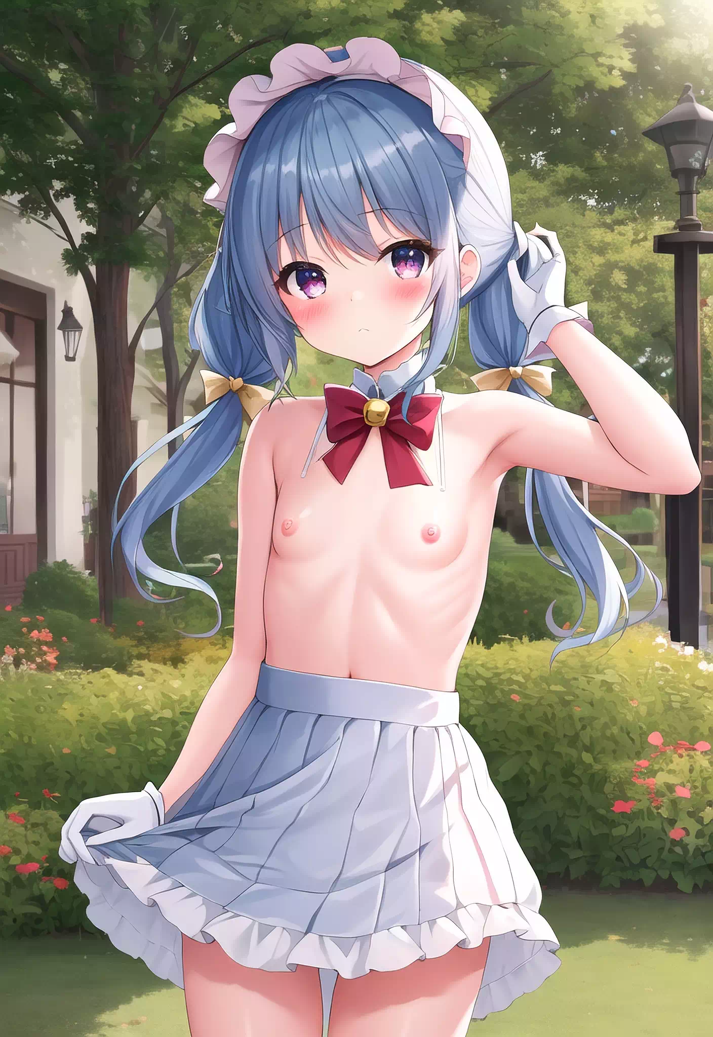 ??雫慢慢脱掉上衣，把自己的小乳房露了出来