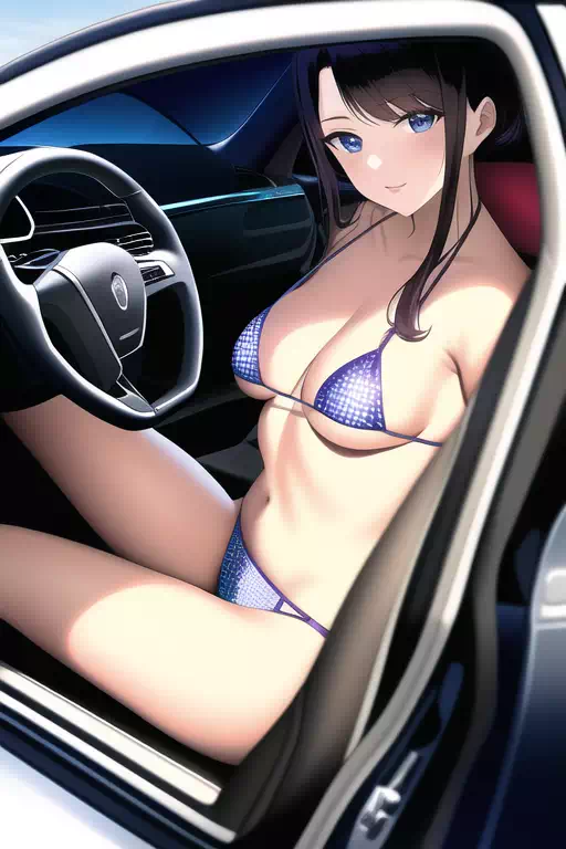 水着の女の子と車に乗ってみた