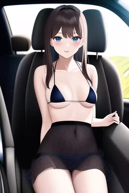 水着の女の子に車でぶっかけてみた