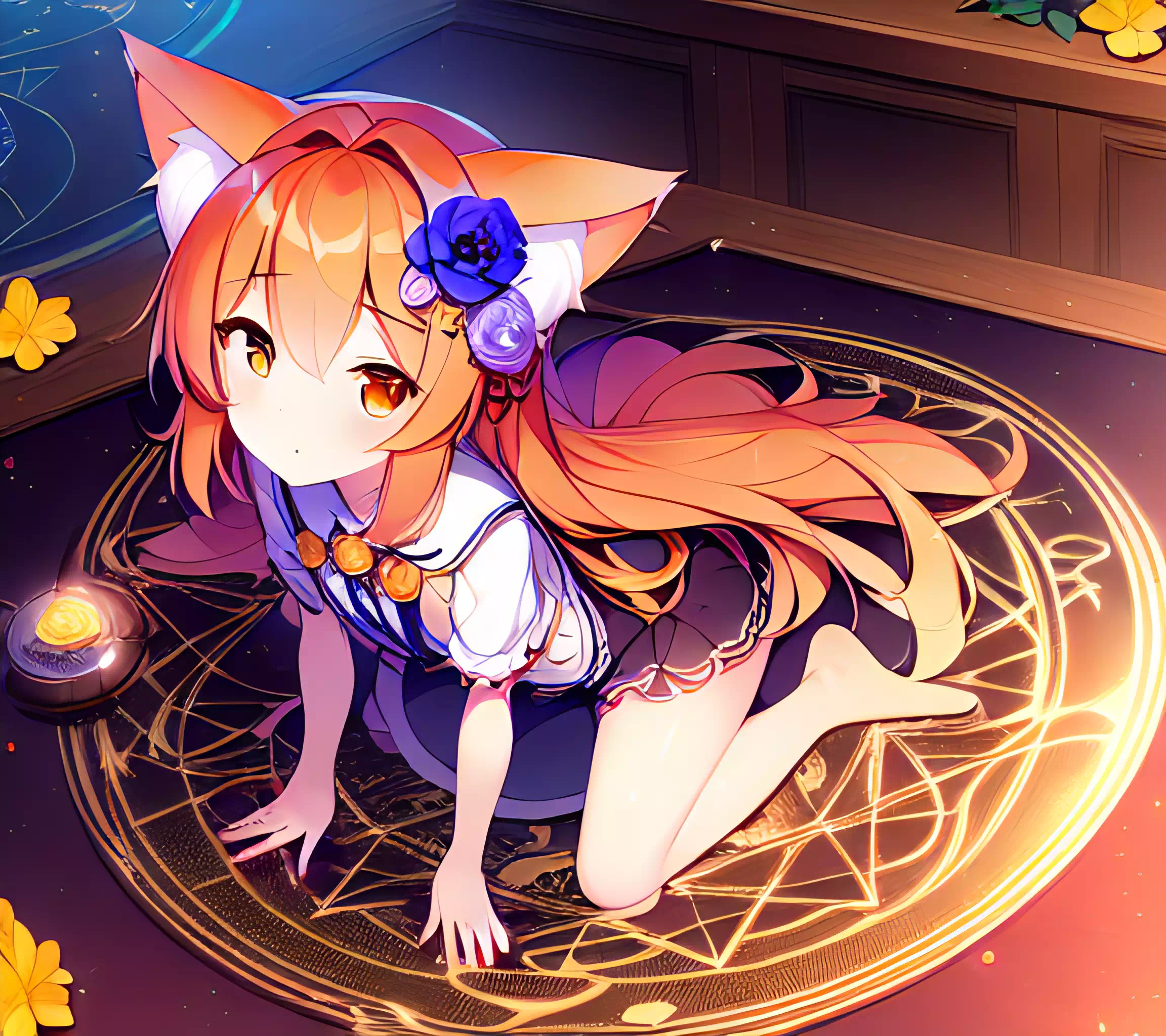 magic circle with cat girl