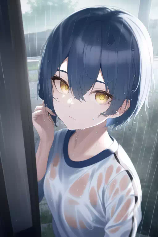 雨に濡れたまま入ってくる女性