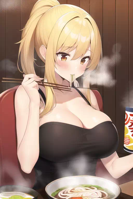 【NovelAI】巨乳金髪ポニテはラーメン好き？