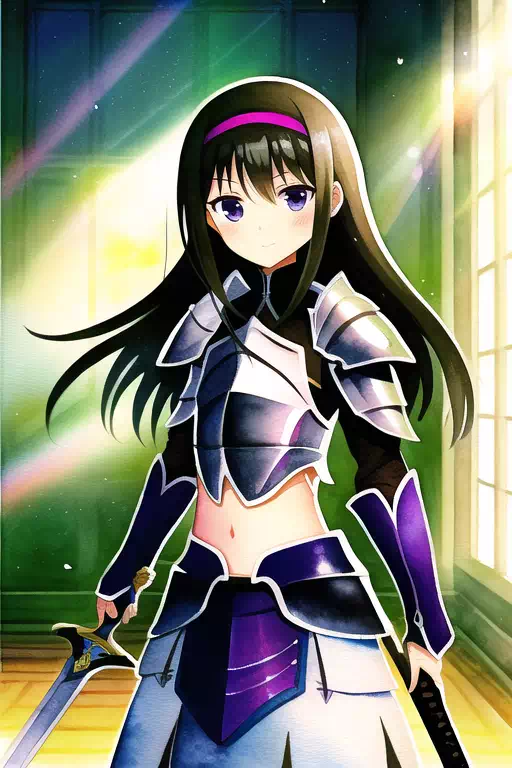 Akemi Homura as a JRPG Knight