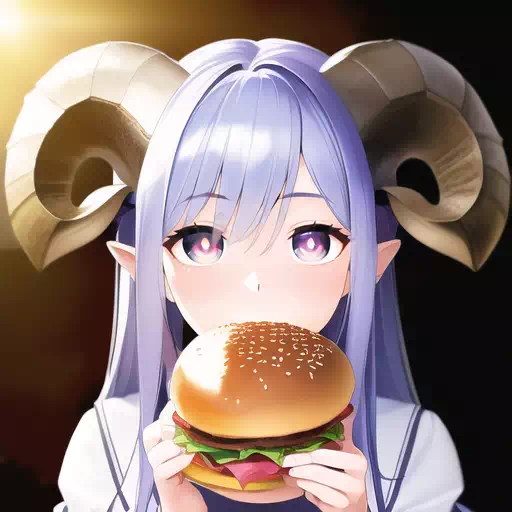 Goat eating a Burger