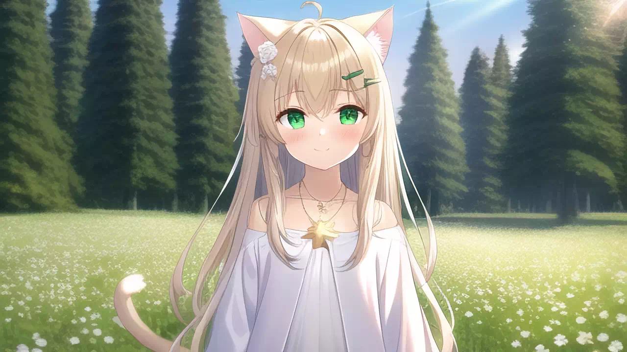 catgirl on grassland