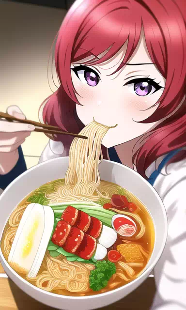 ちゃんと箸を使ってラーメンを食べる真姫ちゃん