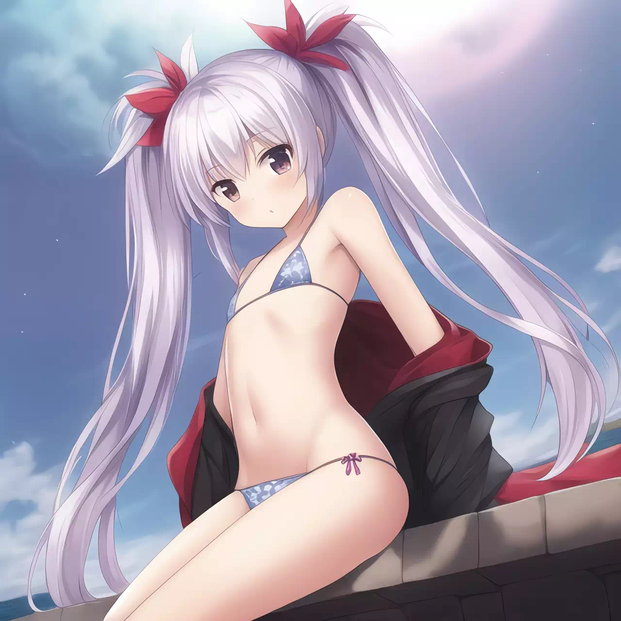 [NovelAI]銀髪少女_水着2