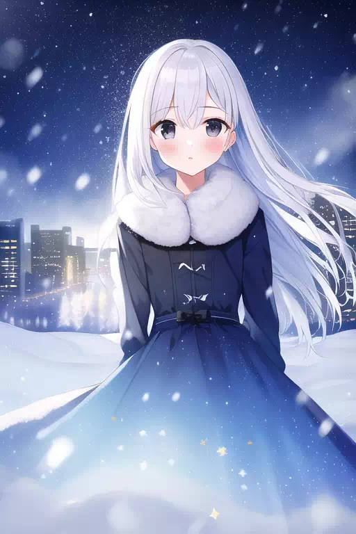 雪今日冬の白髪の少女(1)