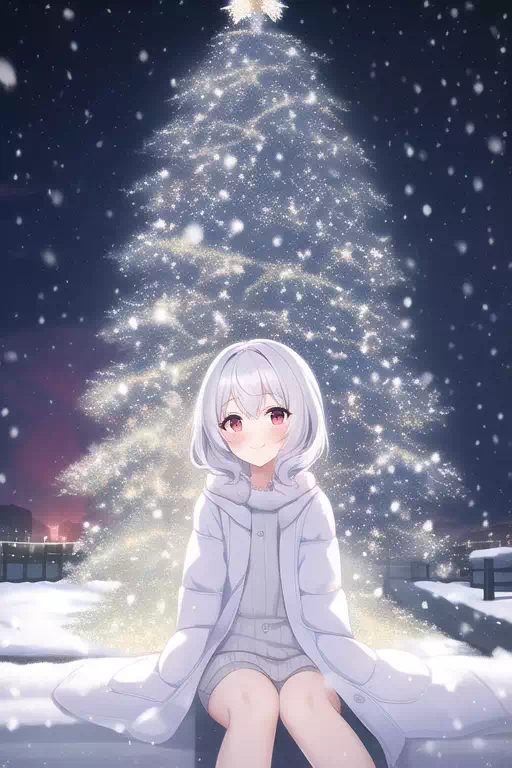 雪今日冬の白髪の少女(2)
