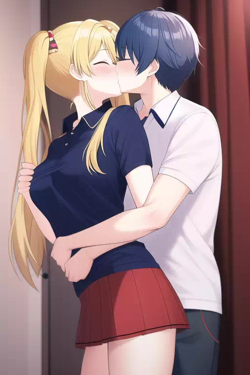 Ponytail girl Kissing