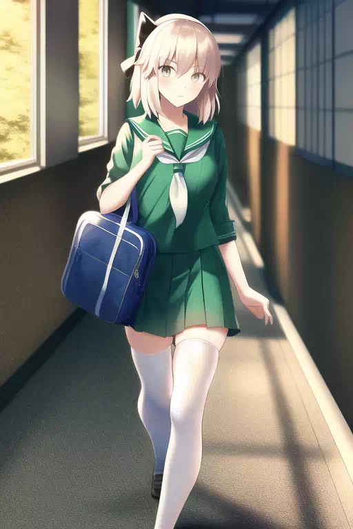 Okita Souji Heads To Class