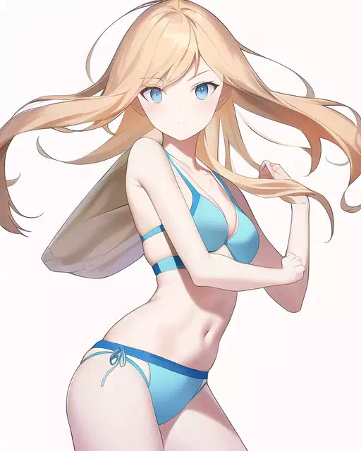 Novel AI　金髪　水着　ツインテール　ブロンド　セミロング