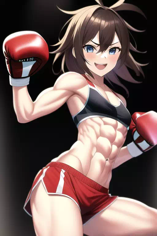 【AI】ぶ厚い腹筋が自慢のボクシング女子