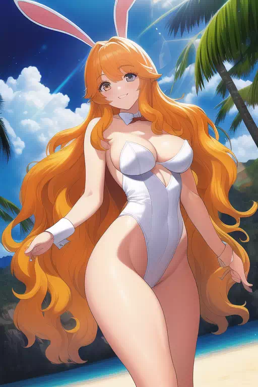 Orange haired bunny girl white