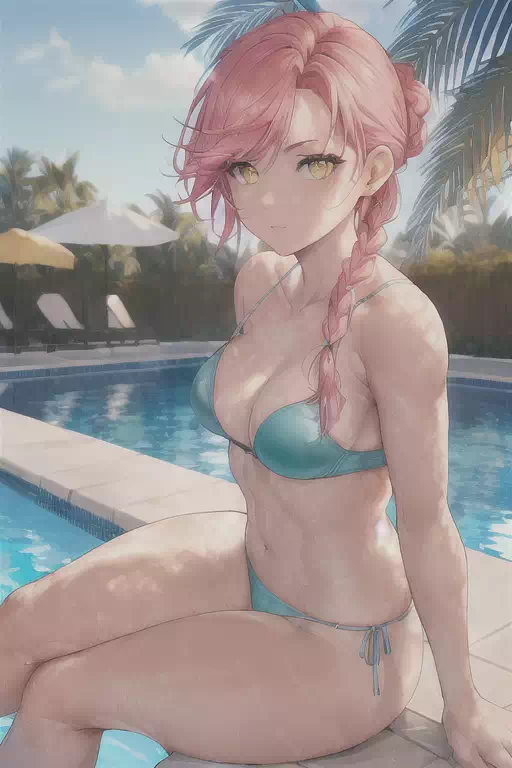 Pinky at swimming pool ：3