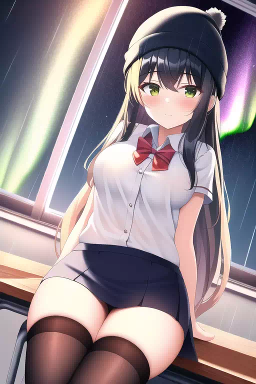 School Girl Aurora Lights