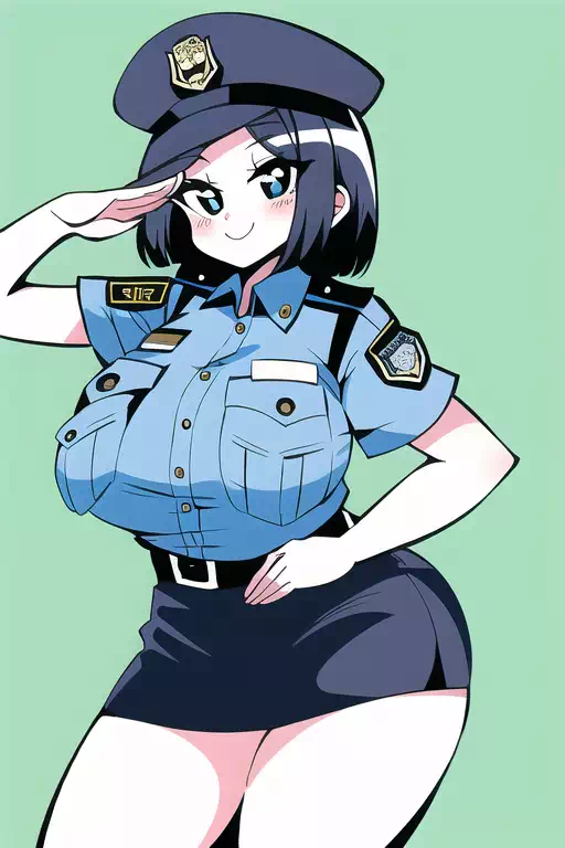 巨乳敬礼婦警