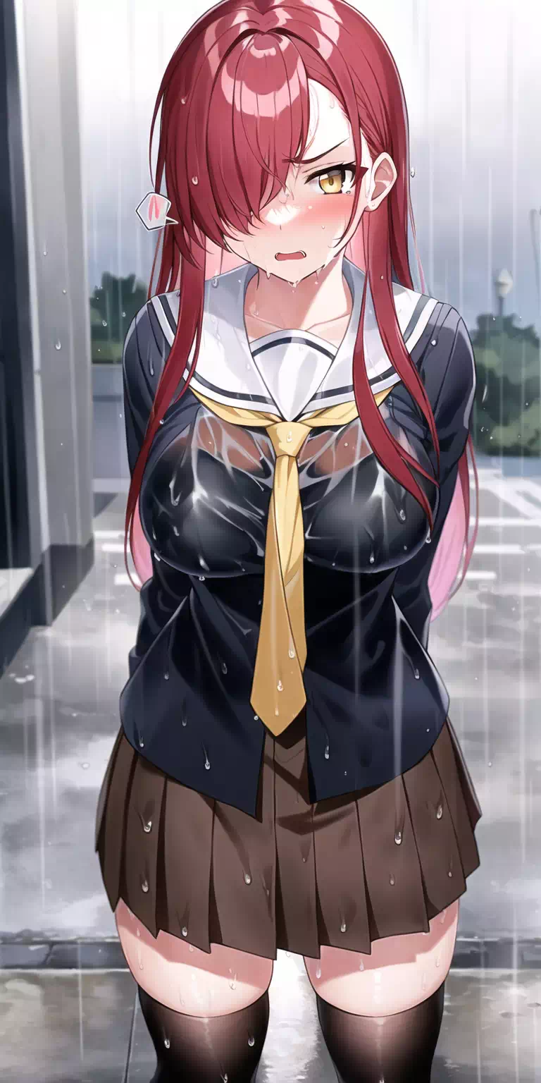 Tsundere under the rain.