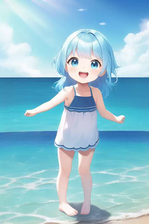 女の子と海