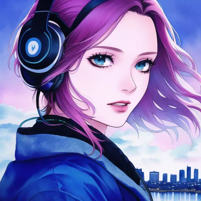 girl with headphones