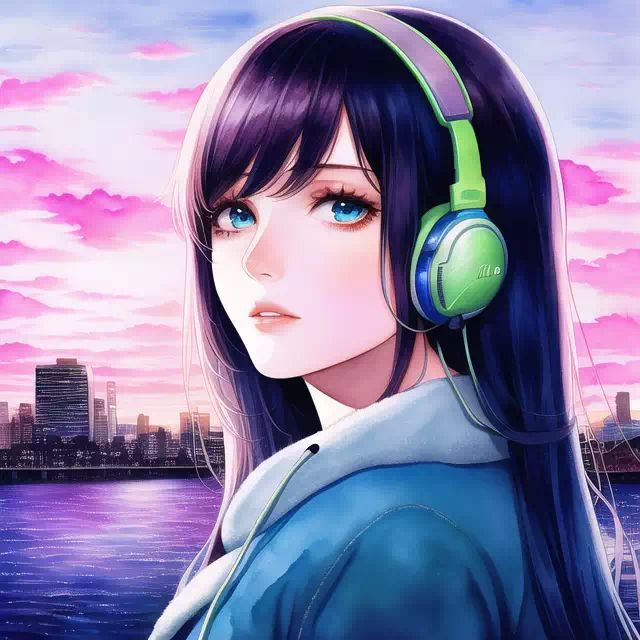 girl with headphones