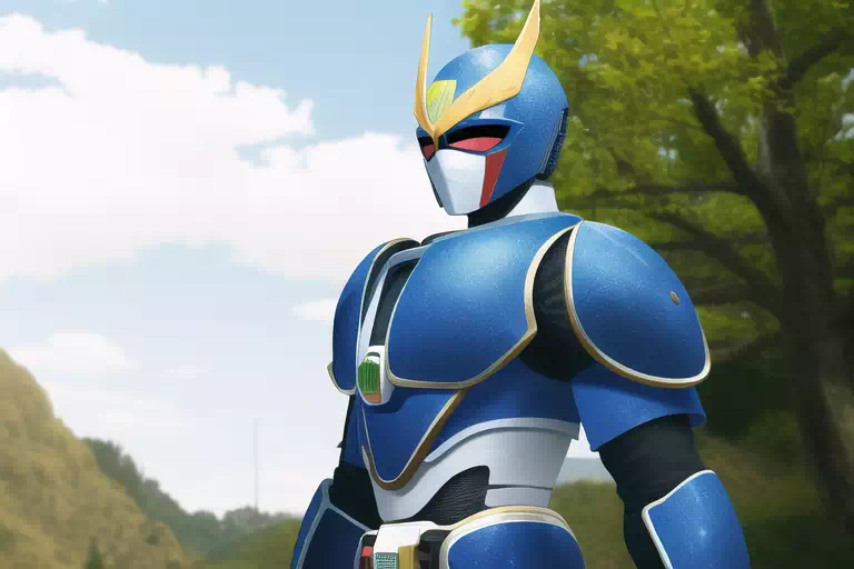 Blue Armored Superhero-Novel AI