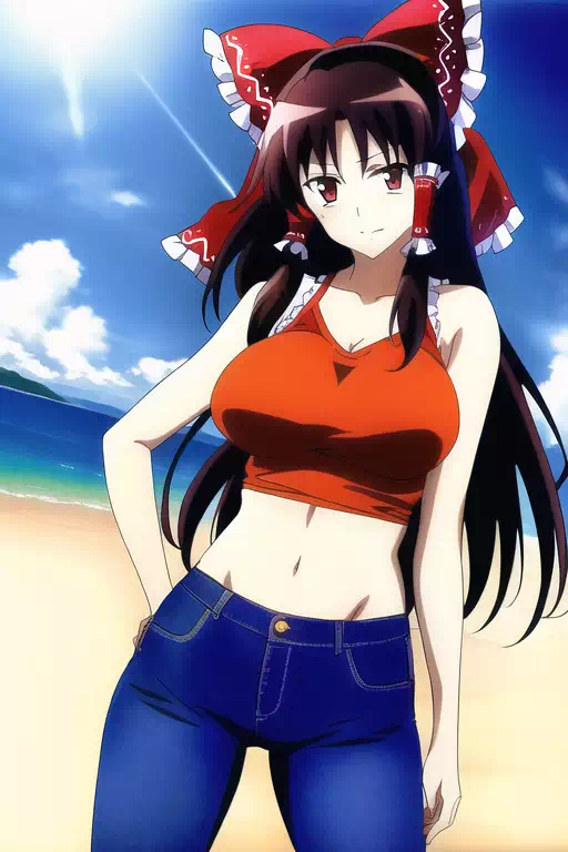 Reimu in beach