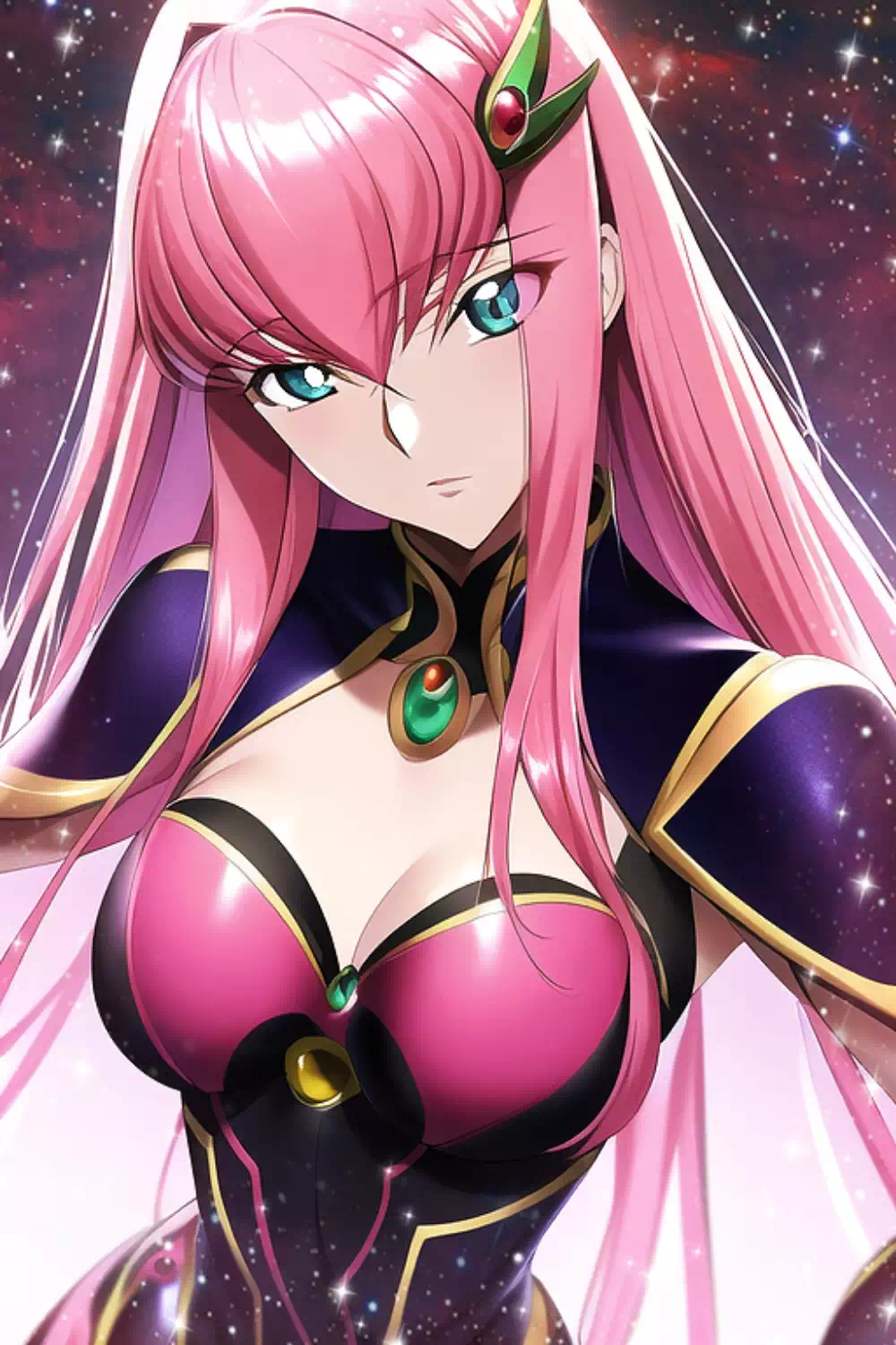 ピンク髪のスターガール (Novel AI)