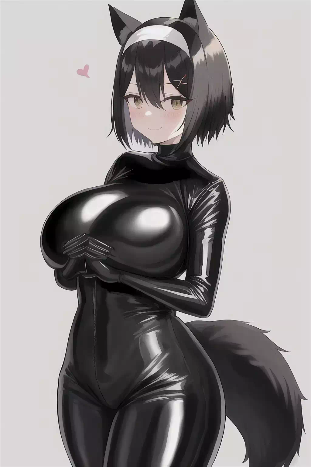 Wolf nun girl in latex suit