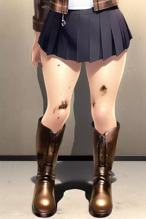 汚れたミニスカブーツJD
