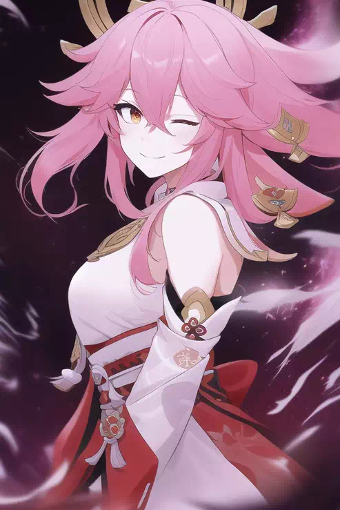 pixiv今日のお題「片目」　八重神子