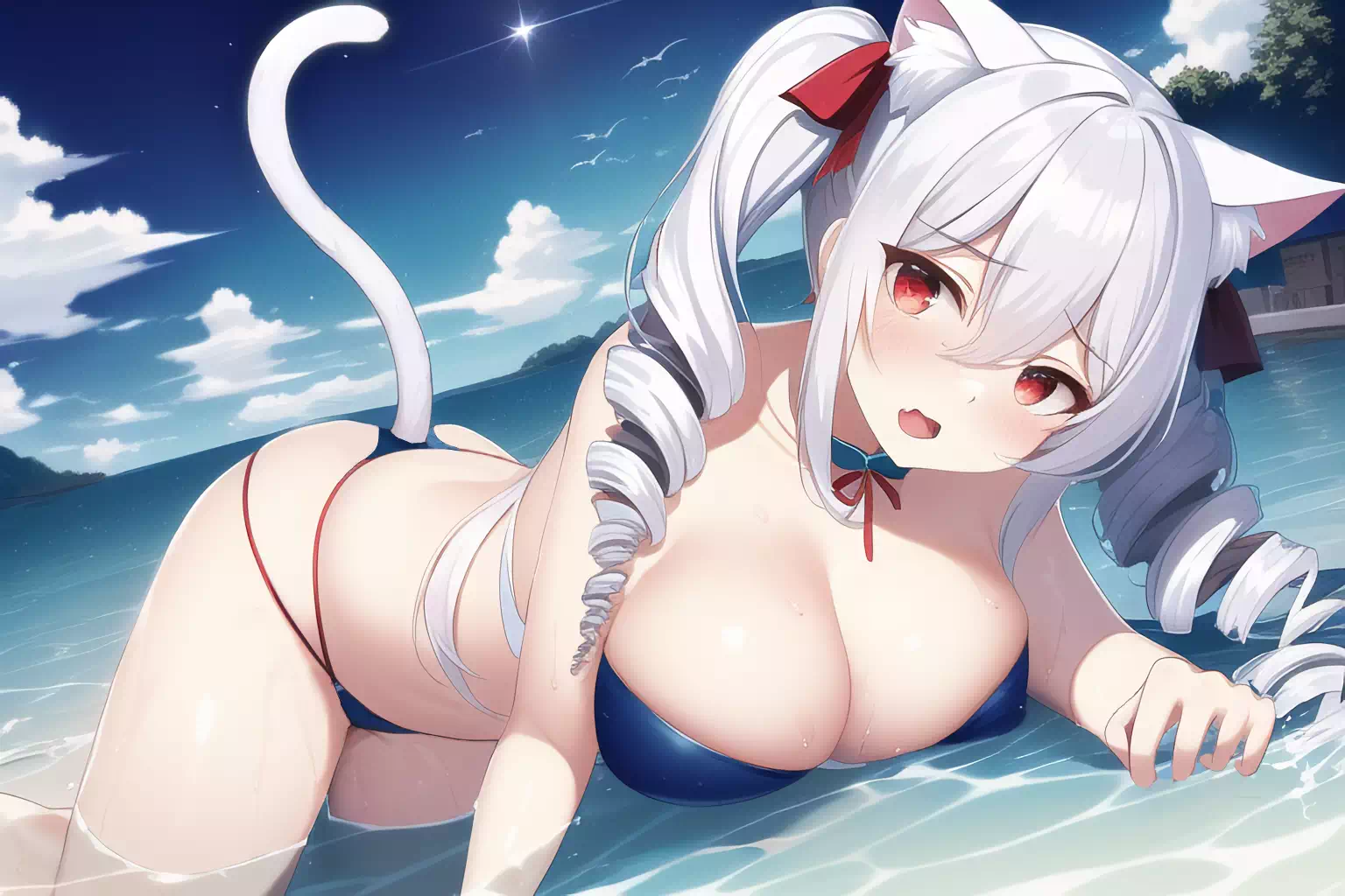 水着猫娘