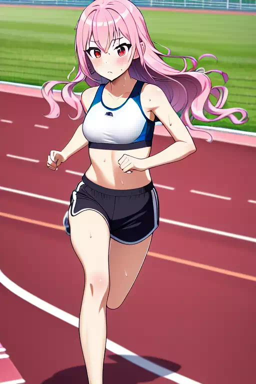 走りながら汗を流す少女たち。