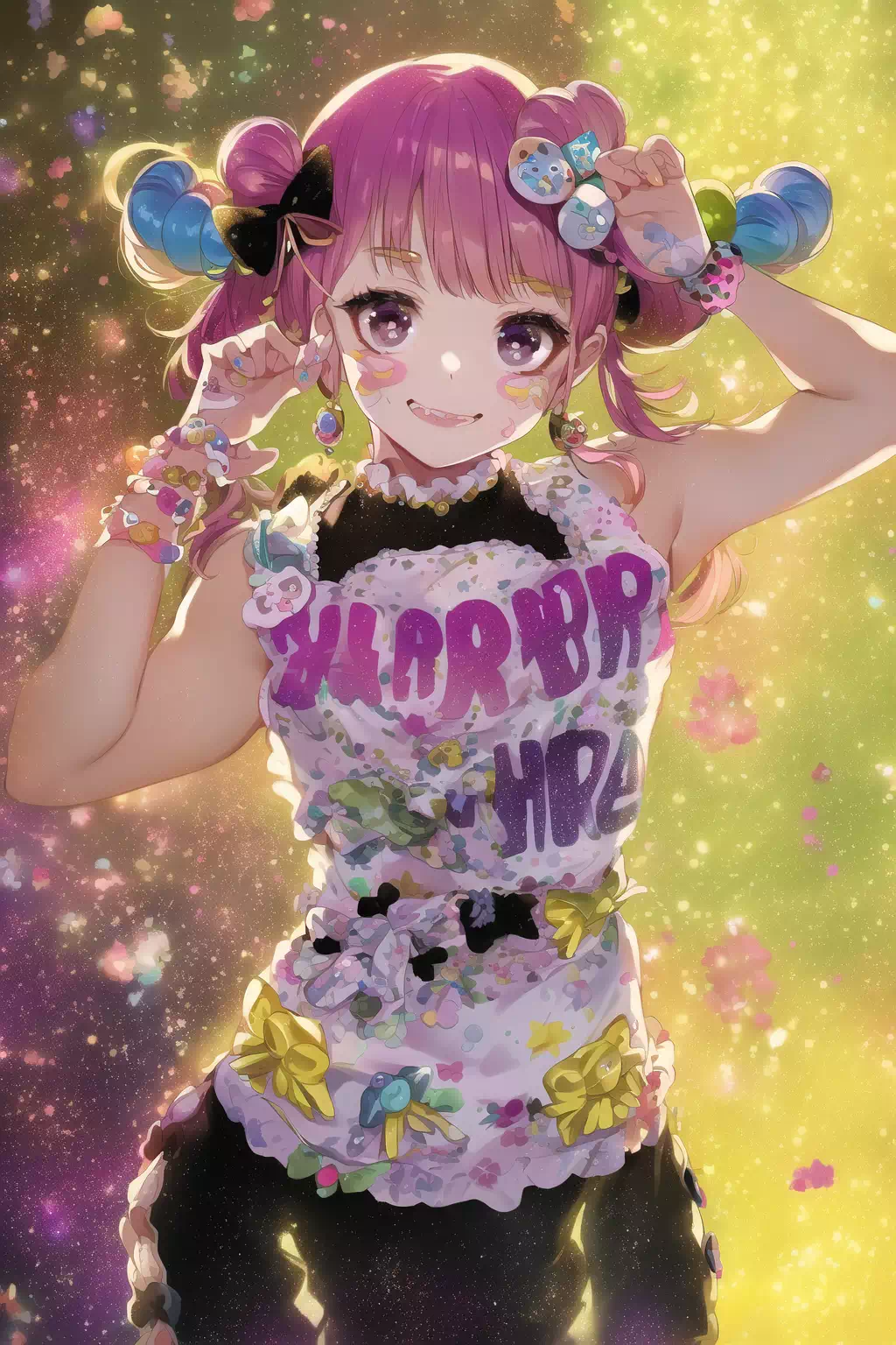 Girl, Decorated, Hands up