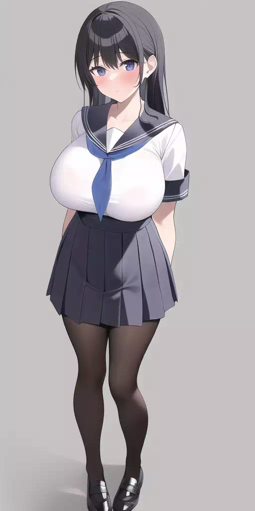 [NovelAI]黒髪セーラ―服JK