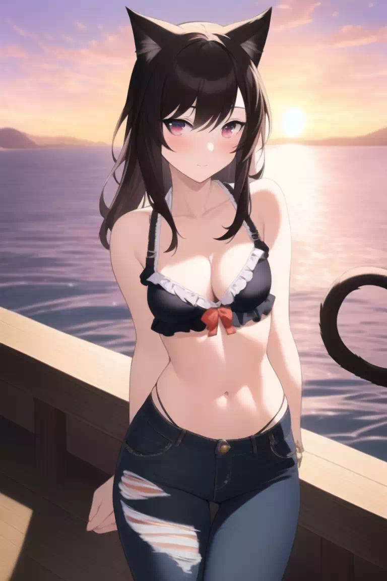 Catgirl on a pier