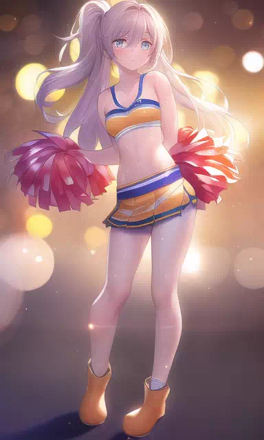 キュートなブーツを履いた汗だくチアガール